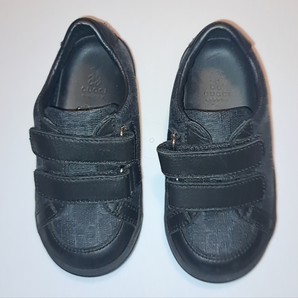 Gucci Kids Black  Leather Sneakers  Low Top